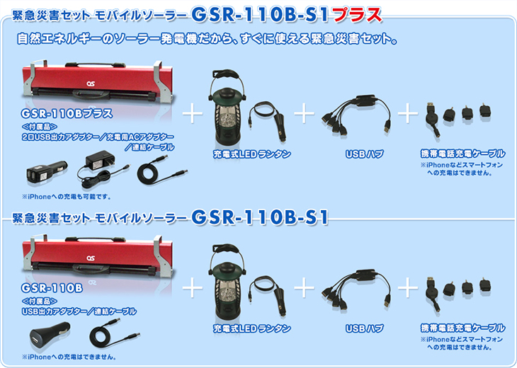 モバイルソーラーユニット GSR-110B-S1プラス／GSR-110B-S1